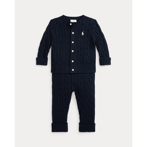 Cable-Knit Cotton Cardigan & Pant