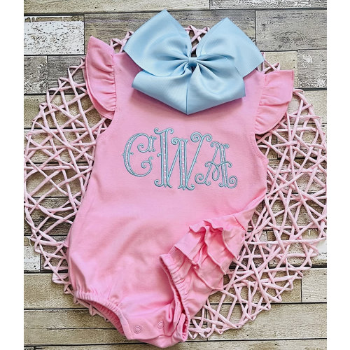 Monogrammed Ruffle Bum Romper: Personalized Baby Girl Outfit