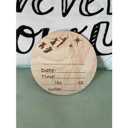 wood Peter Pan inspired birth announcement / Tinkerbell inspired baby / newborn photo prop