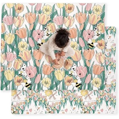 JumpOff Jo Foldable Foam Play Mat – Large Waterproof Baby & Toddler Activity Floor Mat, Double-Sided 70 x 59 Inch Play Surface