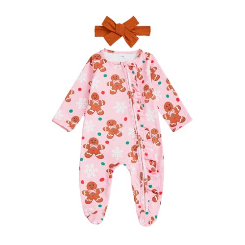 Kuriozud Newborn Baby Girl Clothes Footie Romper Infant Sleeper Outfit | Newborn Baby Girl Sleeper for Daily, Brithday, Halloween, Christmas, New Years, Valentines, St. Patrick's Day, Easter 0-9M