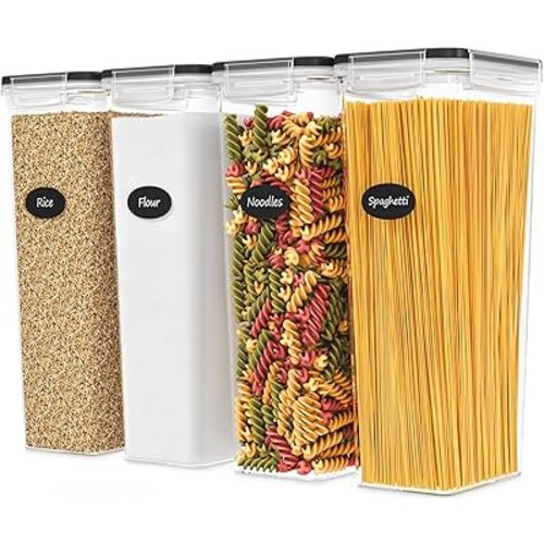 Airtight Food Storage Containers with Lids Set of 4-95 fl. oz Pasta storage Containers, BPA Free Plastic Spaghetti container - Air Tight Canisters for Kitchen Pantry Organization