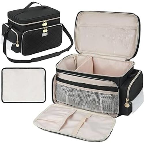 Breast Pump Bag Compatible with Spectra S1 and S2, Breast Pumping Travel Storage Bag with Waterproof Mat for Pumping Essentials and Accessories, Black