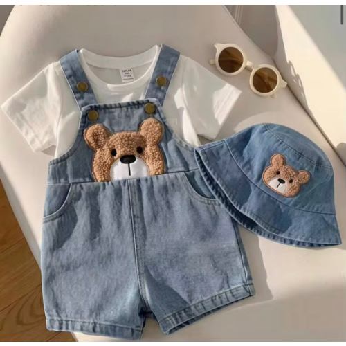 SHEIN Baby Boy Baby Girl Summer Casual Cute Denim Overalls Bear Overalls Cute Overalls | SHEIN USA