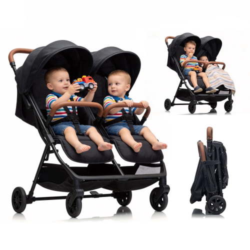Double Tandem Stroller for 2 Kids Side by Side(6-36 months) - Ultra-Lightweight Self-Standing, Multi-Position Recline, UPF50+ Canopy, All-Terrain Shock Absorption, Large Storage, Easy Fold for