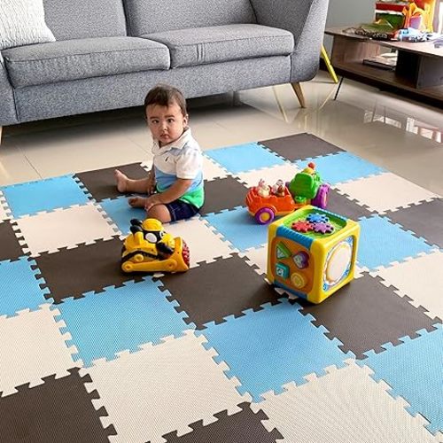 MioTetto Baby Play Mat, Soft Foam Floor Tiles for Kids. Adjustable Interlocking Foam Tiles, Fits with 74x74 Playpen Baby mat for Crawling & Development, Safe & Non-Toxic Playmat for Babies 6-12 Months