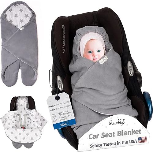 Car seat Blankets for Babies - Baby Footmuff - Carseat Swaddle Blanket - Stroller Bunting Bag for Infants - Baby Newborn Winter Gear (Grey/White)