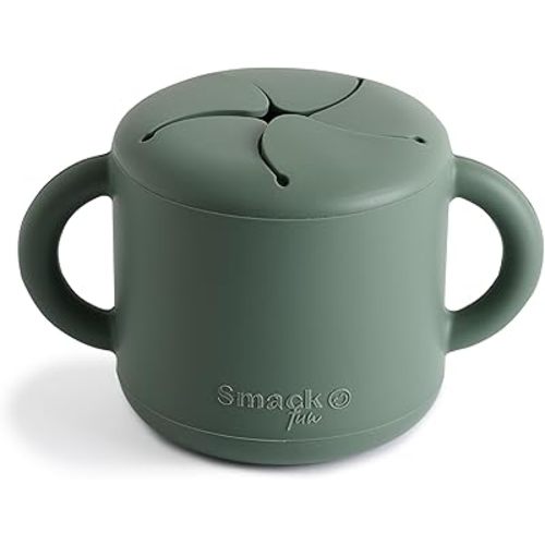 Smack Fun - Silicone Snack Cup | Spill Proof Food Container for Toddler and Baby (Evergreen)