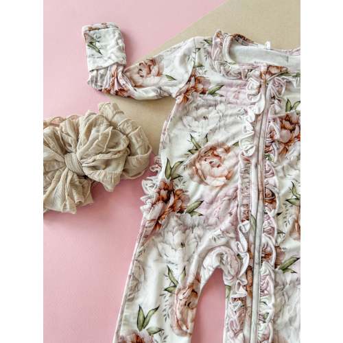 Floral Dreams Convertible Two Way Zip Footie