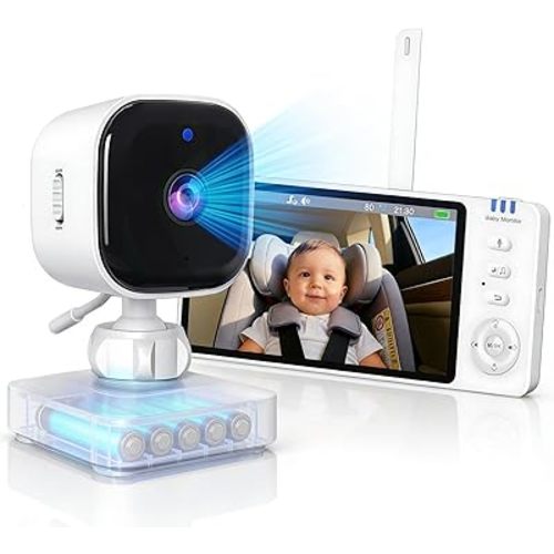 Holdsound Wireless Baby Car Camera, Car Baby Monitor with Night Vision & VOX Mode, USB Powered, Temperature Alert, 360° Rotatable Baby Car Camera for Backseat Wireless, Baby Essentials Shower Gifts