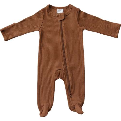 Mebie Baby Rust Organic Cotton Ribbed Zipper