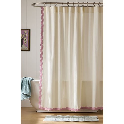 Maeve 100% Cotton Embroidered Scalloped Cotton Shower Curtain