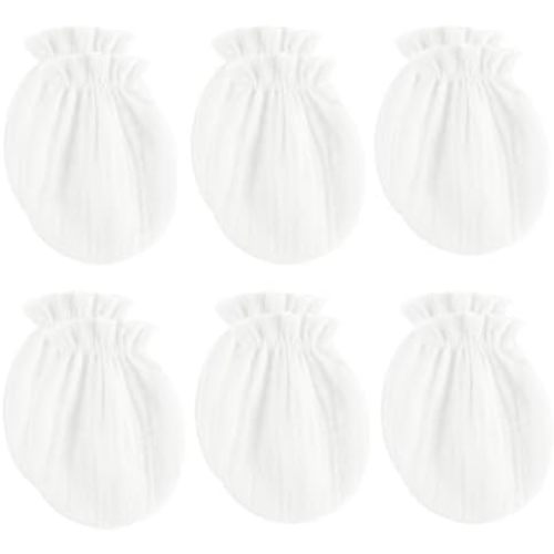 MOMSMENU Baby Mittens Newborn Muslin Soft No Scratch 0-6 Months 6-Pack