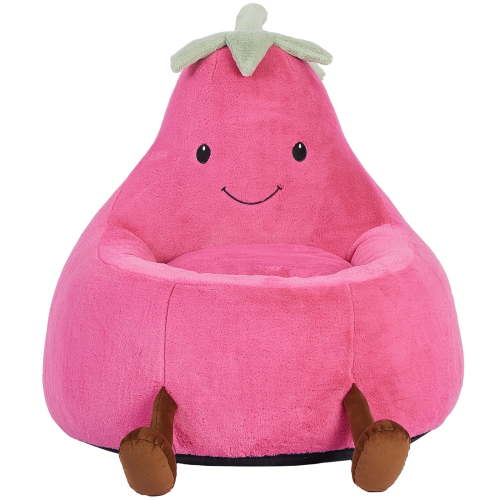 CONCETTA 31 Inch Kids Bean Bag Chair, Padded Toddler Bean Bag Sofa with Padded Bean Bag Chair for Boys and Girls, Rose Red