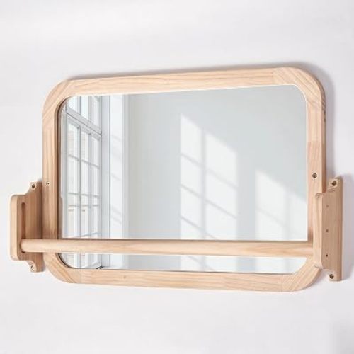 Montessori Baby Mirror with Pull Up Bar, Shatterproof Toddler Pull to Stand