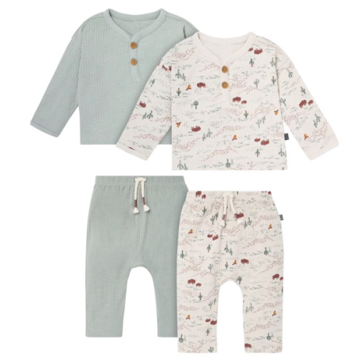 4-Piece Baby Boys Gray Henley Top With Pants – Gerber Childrenswear