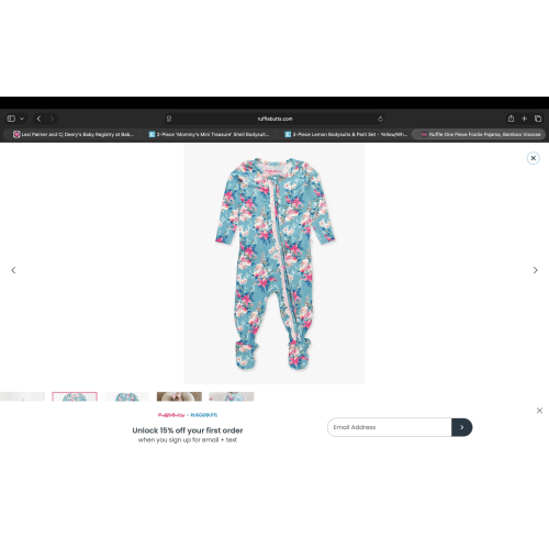 Ruffle One Piece Footie Pajama, Bamboo Viscose