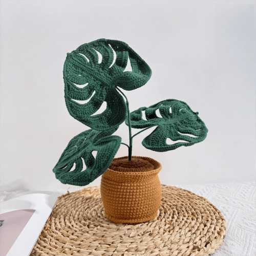 Handmade Crochet Monstera Plant: Knitted Houseplant Decor