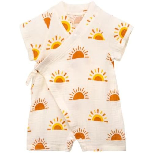 Newborn Muslin Robe Baby Kimono Onesie Infant Cotton Romper 0-24 Months
