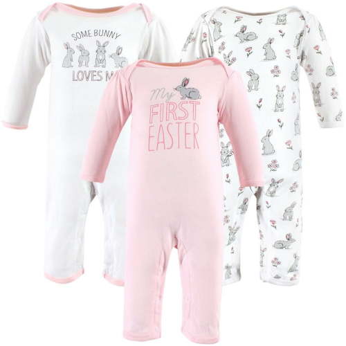 Hudson Baby Newborn Girl Cotton Coveralls, Some Bunny, 0-3 Months