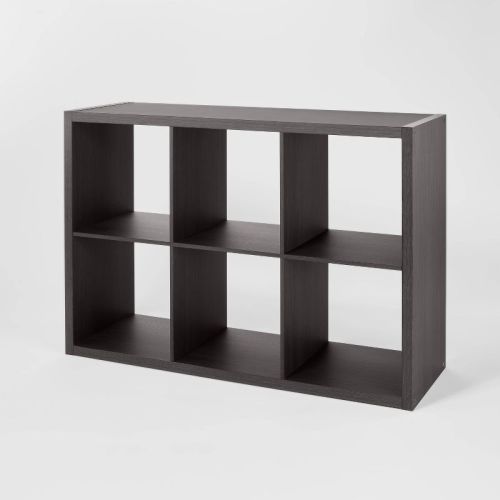13'' 6 Cube Organizer Black Oak - Brightroom™: Decorative Bookshelf, Cubby Storage, 13" System, MDF & Particle Board