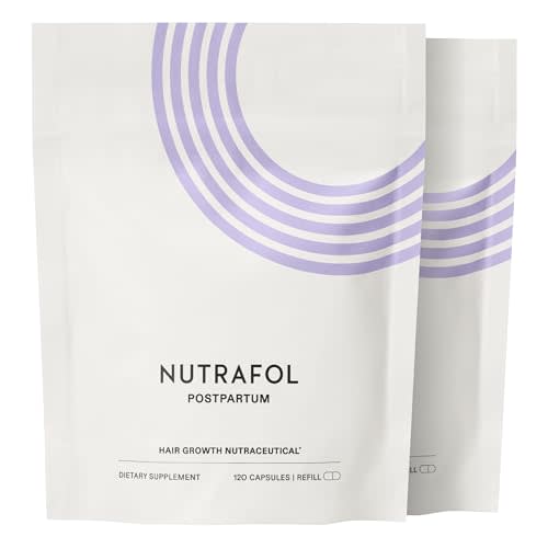 Nutrafol Postpartum Hair Growth Supplements, Clinically Tested for Visibly Thicker Hair and Less Shedding, Breastfeeding-friendly