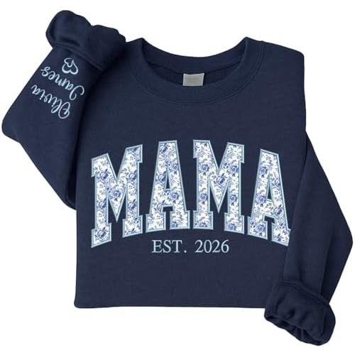 Personalized Floral Embroidered Mama Sweatshirt, Custom Mama Sweatshirt, Grandma Gifts Christmas, Mother's Day 6