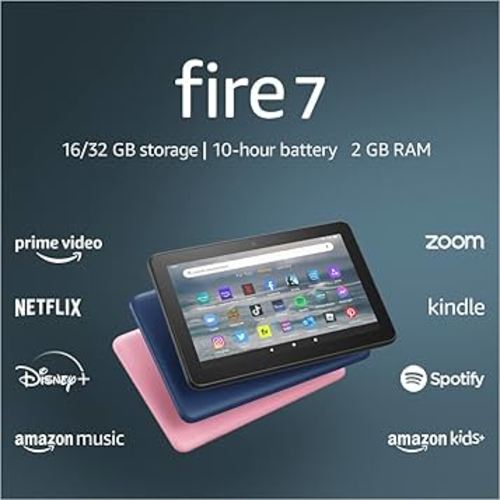 Like-New Amazon Fire 7 tablet (newest model) 7” display, read and watch, under $60 with 10-hour battery life, 16 GB, Black