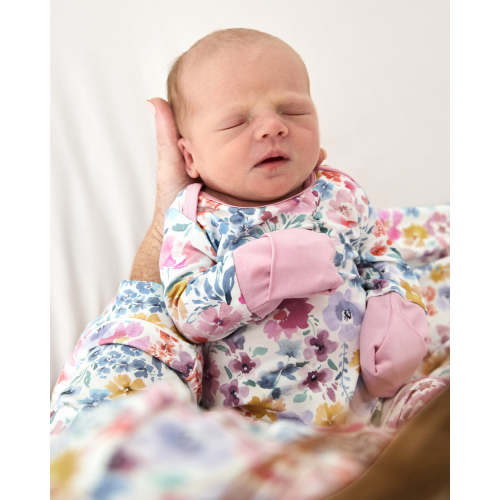 Tiny Blooms Crescent Zippy – Little Sleepies -Newborn Going Home Outfit