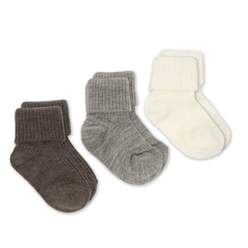 Wool Socks, Baby and Toddler, Brown-Gray & White