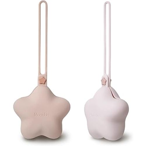 Moonkie Silicone Pacifier Holder Case, Cute Portable Pacifier Storage Case, 2 Pack