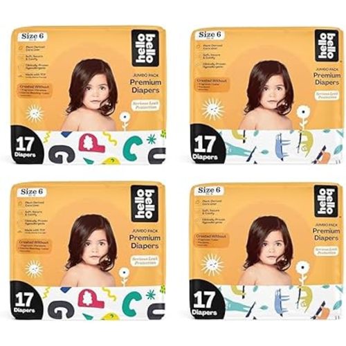Hello Bello Premium Baby Diapers Size 6, 68 Count of Disposable, Extra-Absorbent, and Hypoallergenic Baby Diapers with Snug and Comfort Fit, Alphabet Soup (34) and Sleepy Sloth (34)