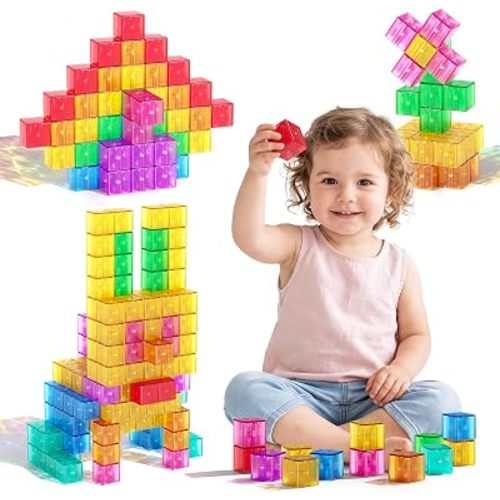 Magnetic Blocks 40PCS 1.34" Transparent Large Magnetic Building Cubes