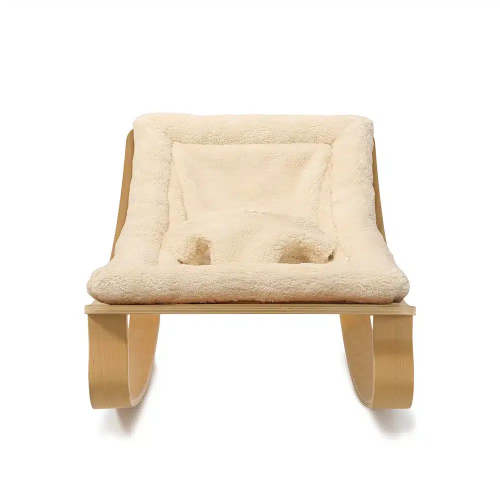 LEVO Baby Rocker walnut wood, fur milk – Charlie Crane Paris