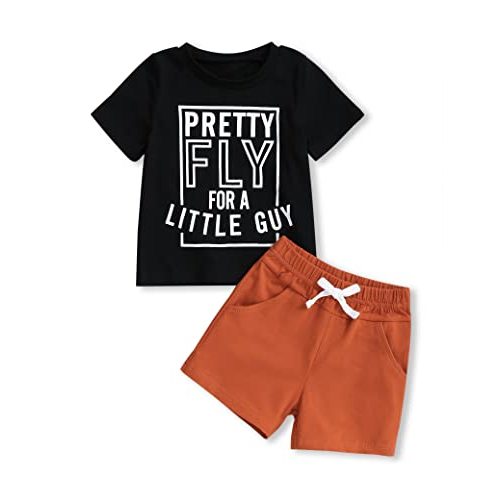 Oklady Toddler Boy Clothes Short Sleeve Solid Color T-Shirt Tops + Short Pants 2 Pcs Toddler Boys Summer Outfits