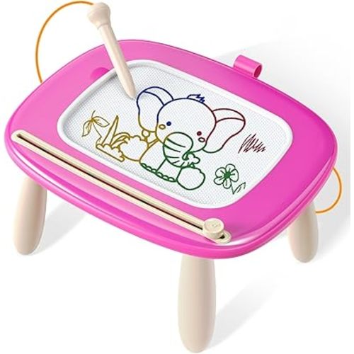 Magnetic Drawing Board, Toddler Girl Toy for 1-3 Year Old, Doodle Board Learning and Educational Toy for 1 2 3 Year Old Baby Birthday Gift- Deep Pink