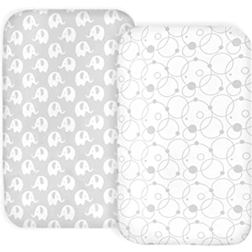 100% Organic Cotton 2 Pk of Bedside Sleeper Bassinet Fitted Mattress Sheets for Mika Micky, Baby Delight, Ronbei, Chicco, KoolerThings, Cloud Baby, AMKE, Angelbliss, Maxi-COSI, Arm's Reach, and More.