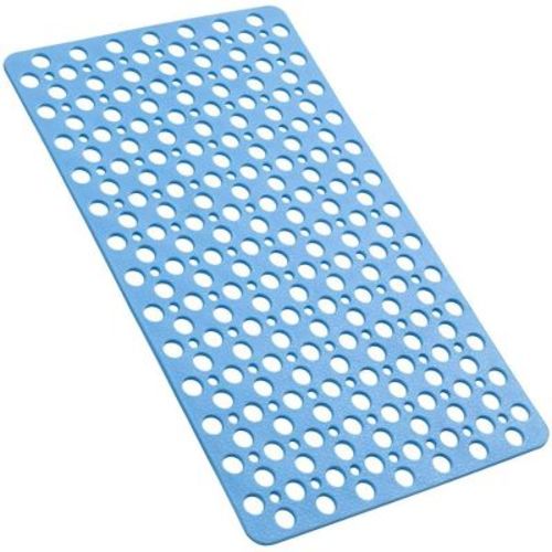 Swtroom 30 x 17 Inch Bathroom Non Slip Shower Mat with Suction Cup and Drain Hole Bathtub Nonslip Mat, Super Soft PVC Bathroom Mat Blue