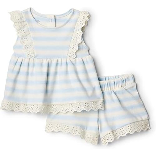Amazon Essentials x Sofia Grainge Toddlers and Baby Girls' Cotton Eyelet Top & Shorts Play Set, Multipacks