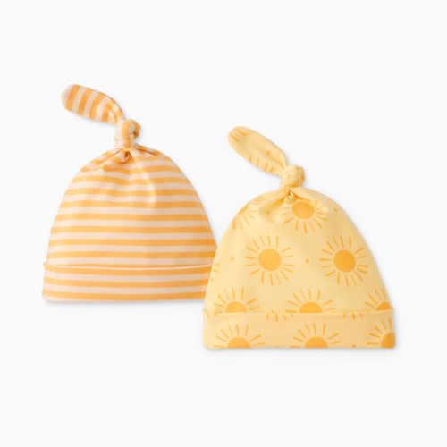 Hanna Andersson Baby 2-pk HannaSoft Top Knot Hat - Sunny Days, Newborn