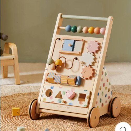Tiny Land® Versatile Natural Wooden Baby Walker