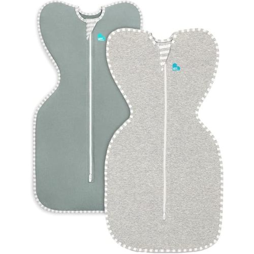 Love to Dream Swaddle UP Original 1.0 TOG Baby Sleep Sack Bundle – Small 8-13 lbs, Deep Olive + Gray (2-Pack, Arms-Up Self-Soothing Swaddles)