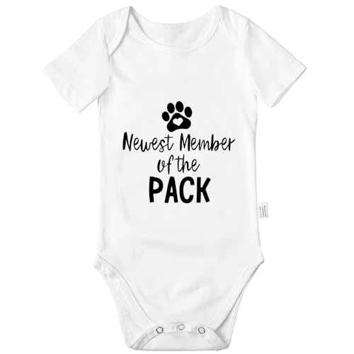 Newest Member of the Pack Bodysuit, Baby Boys Girls Cotton Romper Jumpsuit Outfits Short-Sleeve 0-24 Months