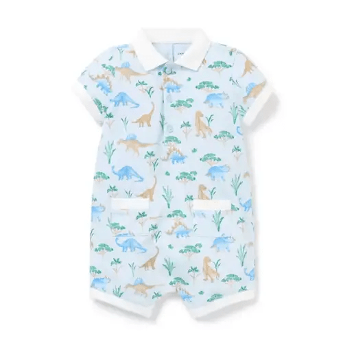 Baby Bundle Blue Dinosaur Baby Dinosaur Collared Romper by Janie and Jack