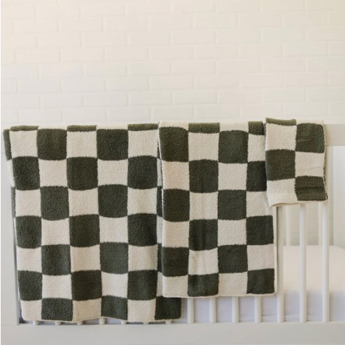 Green Checkered Plush Blanket