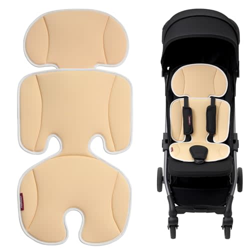 Momcozy Breathable Stroller Seat Liner | Universal Adjustable Soft Pad | Soft & Dry Comfort | Detachable 2-Piece Feel Cooling-Touch Cushion | Fits Strollers, High Chair, Bassinet, Swing