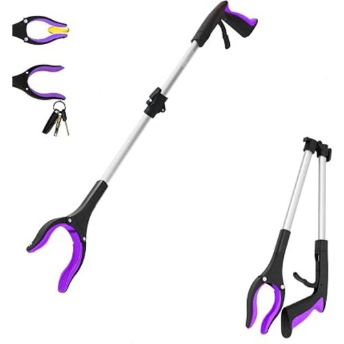32 inch GrabRunner Heavy Duty(up to 10 lbs) Reacher Grabber Tool with Strong Magnetic (Purple(1Pack))