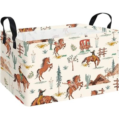 Western Cowboy Fabric Rectangular Nursery Storage Bin