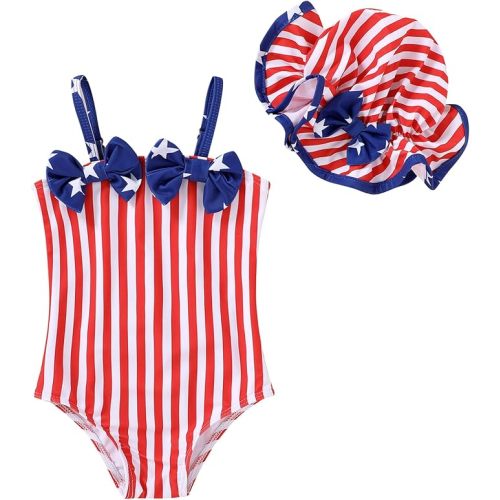 YOUNGER TREE Toddler Baby Girl Swimsuit Infant One Piece Bathing Suits with Hat Newborn Summer Beach Swimwear