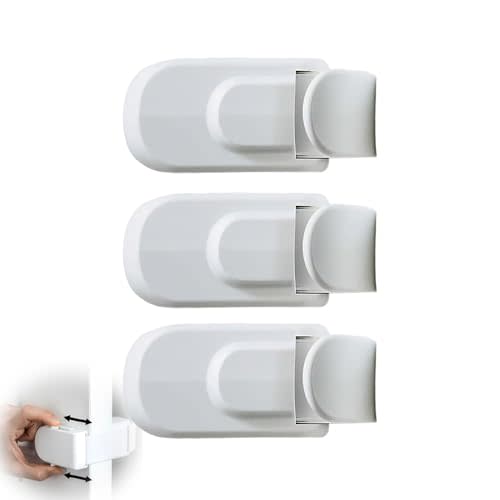 The Snap-On Door Lock Kids Can't Reach or Defeat - No Tools or Adhesives Required, Child Proof Door Lock, Simple Install for Toddlers, Cats, & Dogs (3PCS)